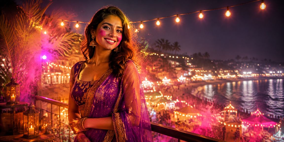 Indian festive lottery environment celebrating Holi